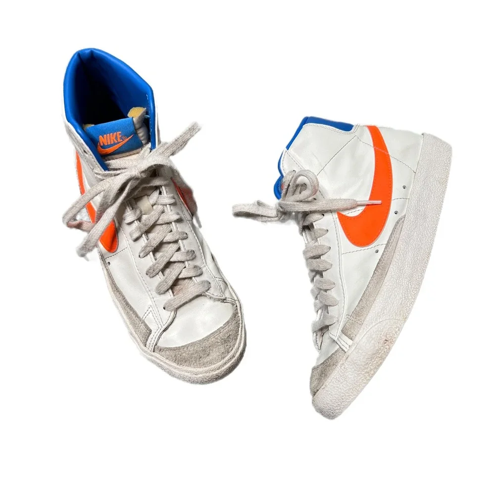 Nike Blazer Mid 77 Vintage Sail White Orange Leather High Top Sneakers Women 8.5